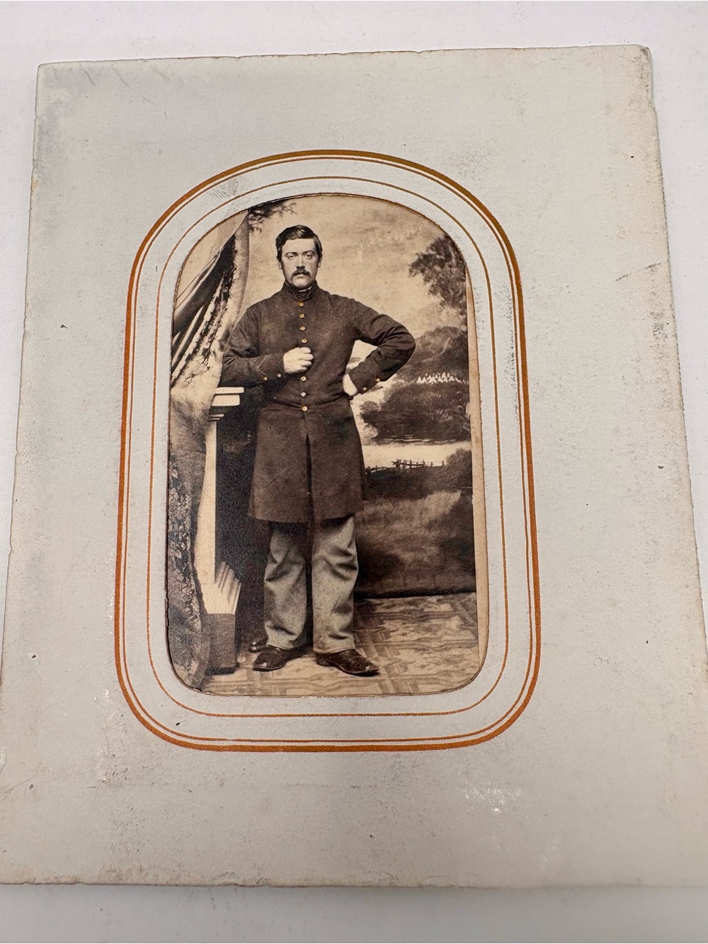c.1860 Civil War Era CDV Album (2) Pages Front And Back w/ 1 Union Soldier Image
